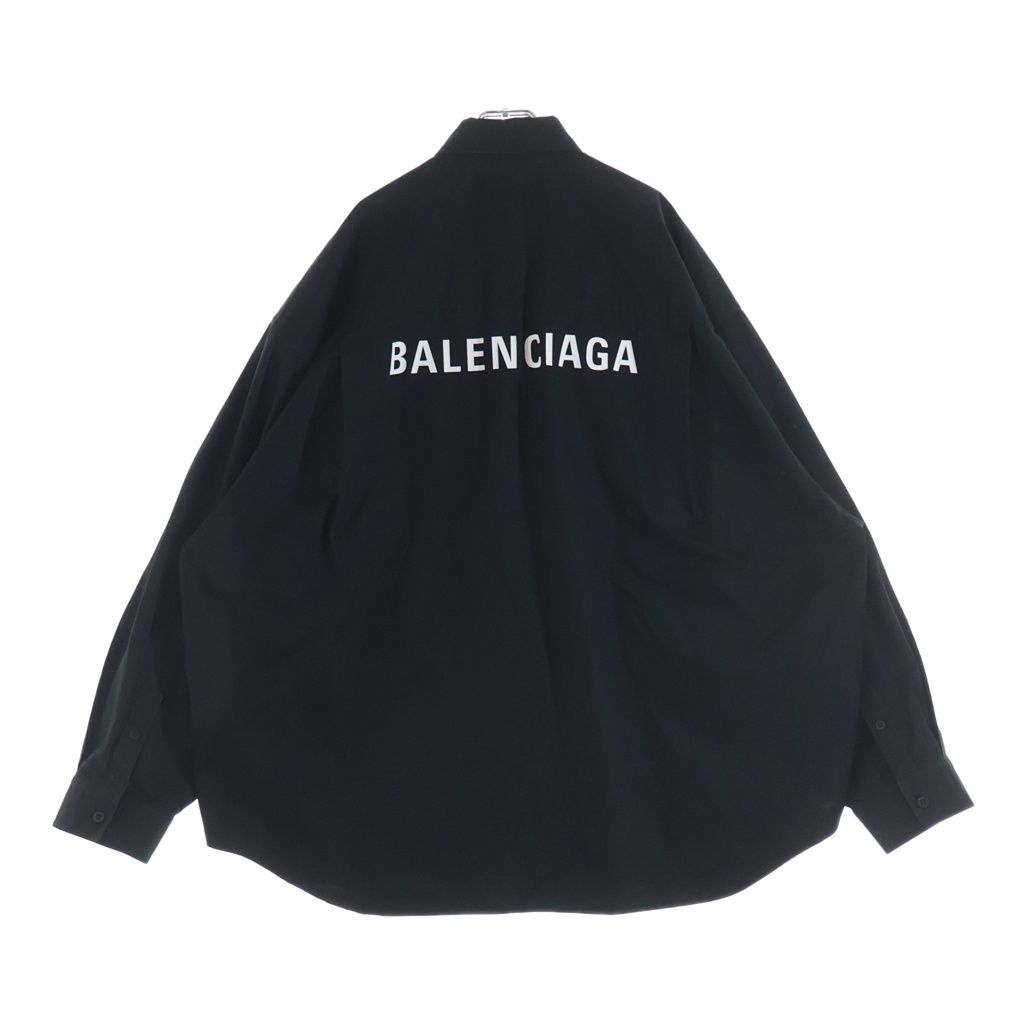BALENCIAGA (バレンシアガ) バックプリント オーバーサイズ ビックシルエット レギュラーカラー 長袖シャツ ブラック 725377 TYB18 25,493円