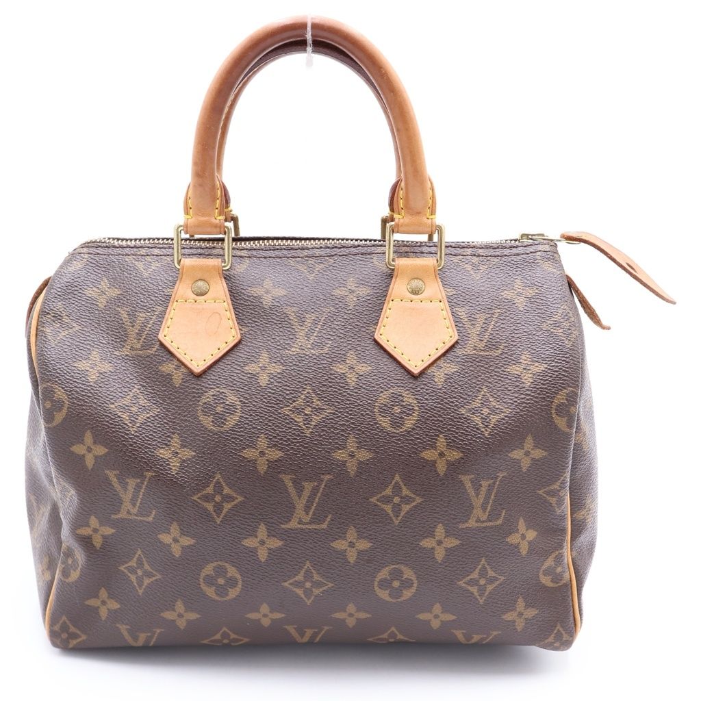 LOUIS VUITTON (ルイヴィトン) モノグラム スピーディ25 ボストンバッグ ミニバッグ ブラウン レザー×PVC M41528 ゴールド金具