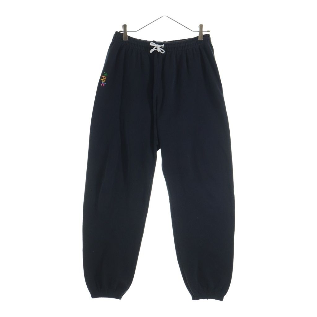 Hanes (ヘインズ) 80-90s VINTAGE apple アップル ロゴプリントスウェットパンツ ジョガーパンツ ドローストリング 裾リブ コットン アクリル ヴィンテージ ブラック