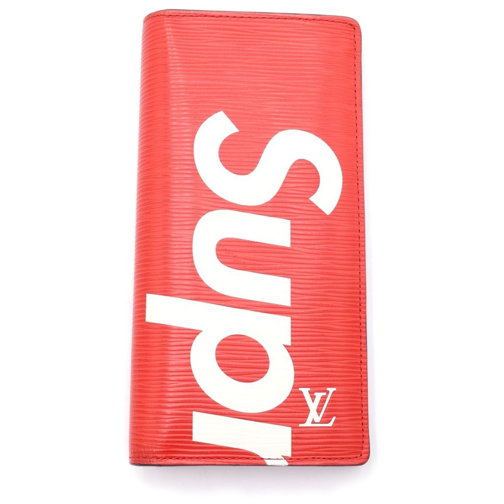 SUPREME (シュプリーム) 17AW ×LOUIS VUITTON ルイヴィトン エピ ポルトフォイユ ブラザ 二つ折り 長財布 ウォレット レッド M67719