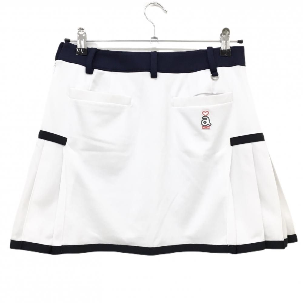 美品】アルチビオ スカート 白×ネイビー サイドプリーツ 裏地付