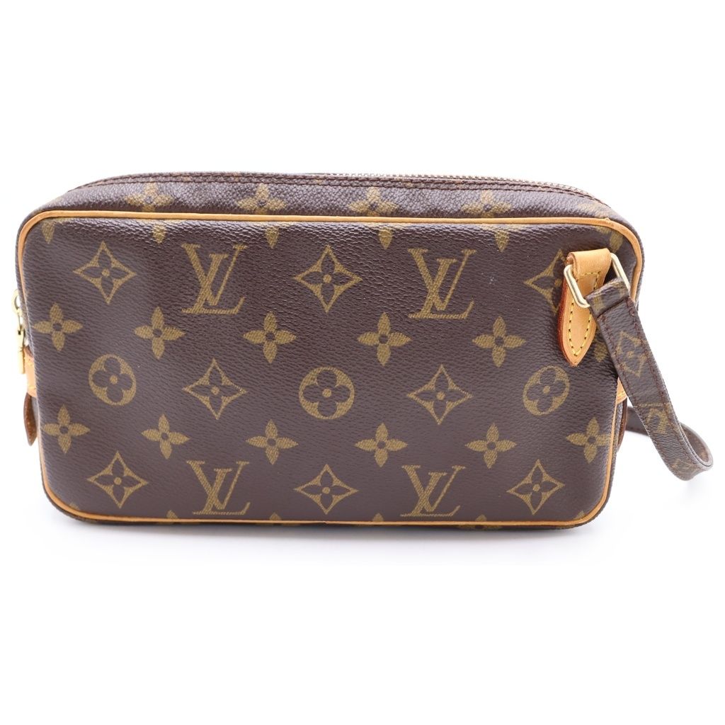 LOUIS VUITTON (ルイヴィトン) モノグラム マルリーバンドリエール ショルダーバッグ ミニバッグ ブラウン レザー×PVC M51828 ゴールド金具