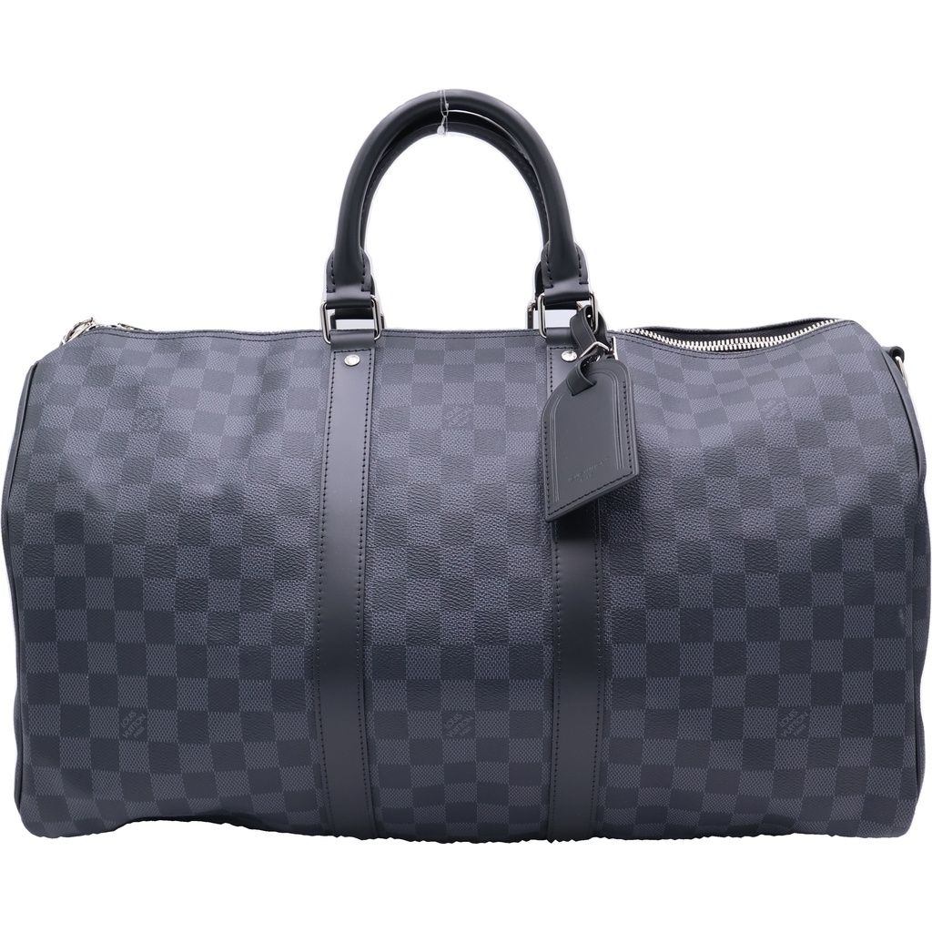 LOUIS VUITTON (ルイヴィトン) ダミエグラフィット キーポルバンドリエール45 2WAYハンドバッグ ショルダーバッグ ボストンバッグ ブラック レザー×PVC N41418 シルバー金具