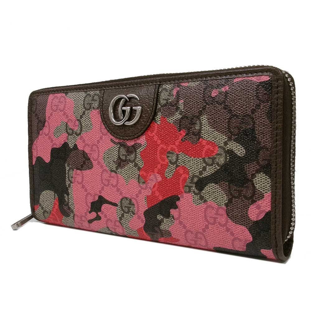 【新品】GUCCI 財布 長財布 グッチ GG柄 迷彩 ラウンド ジップ ウォレット 834694 FAFIB 8942 (ブラウン系マルチ×ピンク系マルチ) アウトレット レディース メンズ 送料無料 72,600円