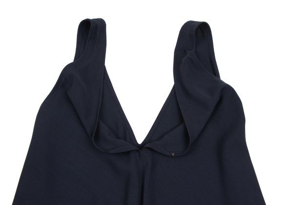 ワイズY's ウールレーヨンVネックノースリーブワンピース 紺M位