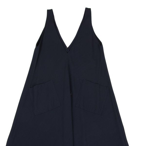 ワイズY's ウールレーヨンVネックノースリーブワンピース 紺M位