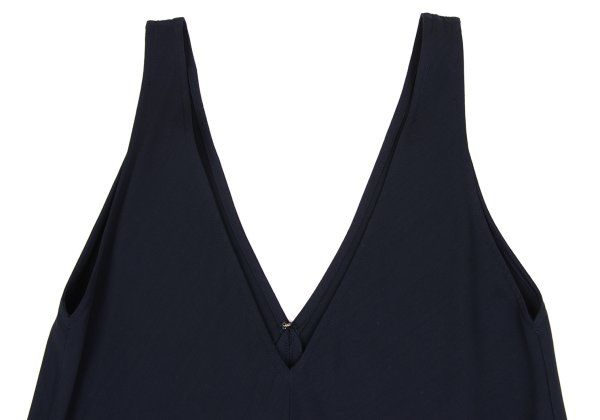 ワイズY's ウールレーヨンVネックノースリーブワンピース 紺M位