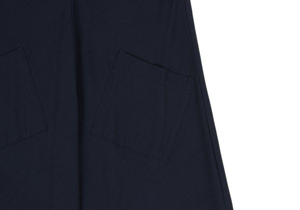 ワイズY's ウールレーヨンVネックノースリーブワンピース 紺M位