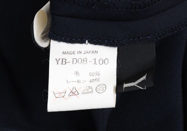 ワイズY's ウールレーヨンVネックノースリーブワンピース 紺M位