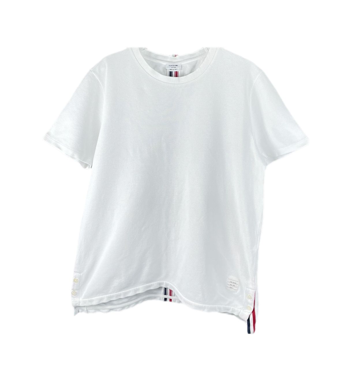 3 トム・ブラウン コットン ピケ センター バッグ ストライプ リラックス フィット 半袖 Tシャツ