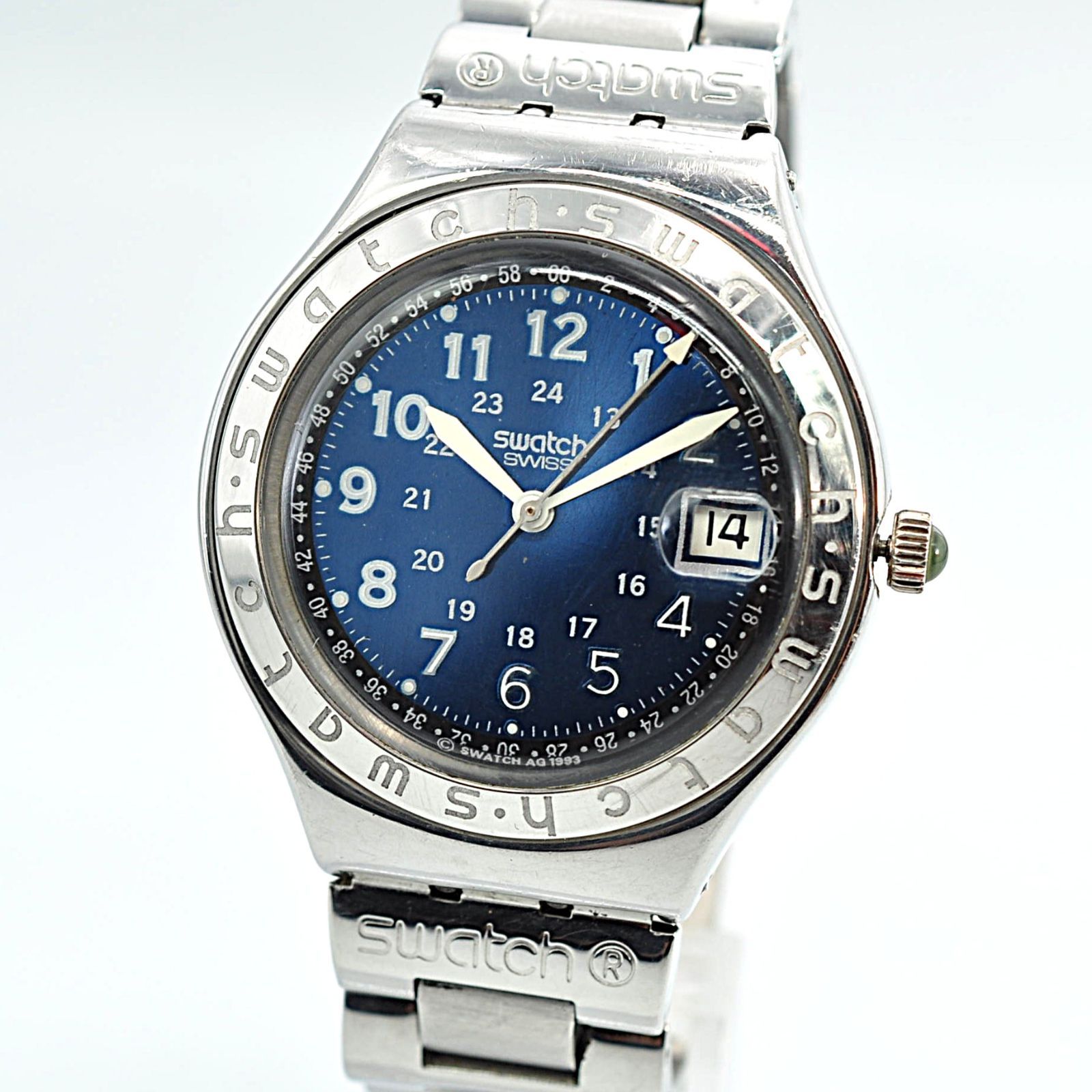 SWATCH スウォッチ IRONY アイロニー 1993 ブルー文字盤 青 デイト Quartz クォーツ ウォッチ 腕時計 稼働品