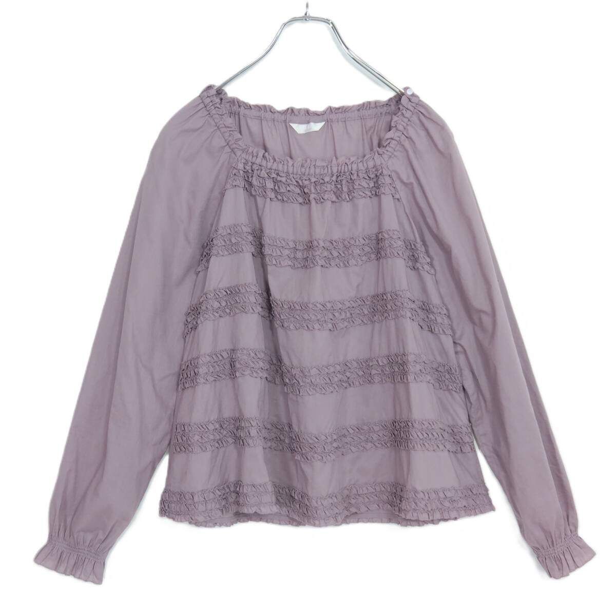 ピンクハウス★フリル使い♪トップス シャーリング スクエアネック チュニックブラウス パープル系 z20266 9,100円