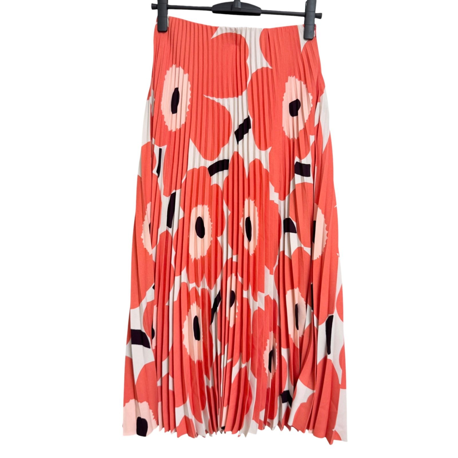 marimekko マリメッコ レディース スカート プリーツスカート ロングスカート プリーツスカート オレンジ 花柄 Sサイズ ポリエステル100％ J9