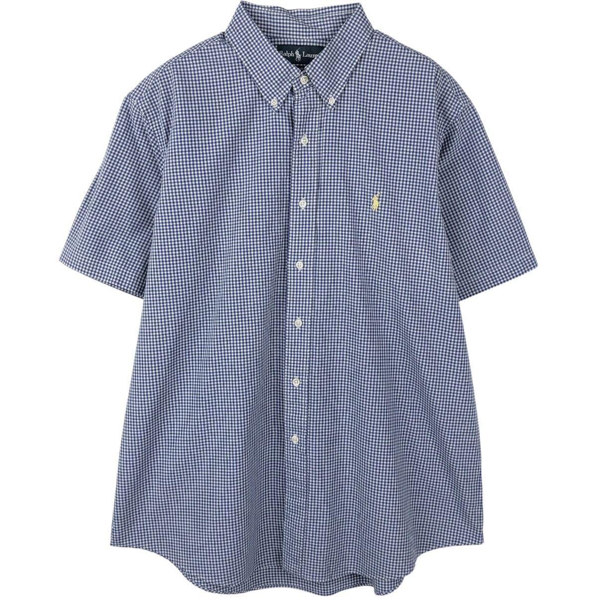 古着 ラルフローレン Ralph Lauren CUSTOM FIT ギンガムチェック 半袖 ボタンダウン チェックシャツ メンズXL相当/eaa665039