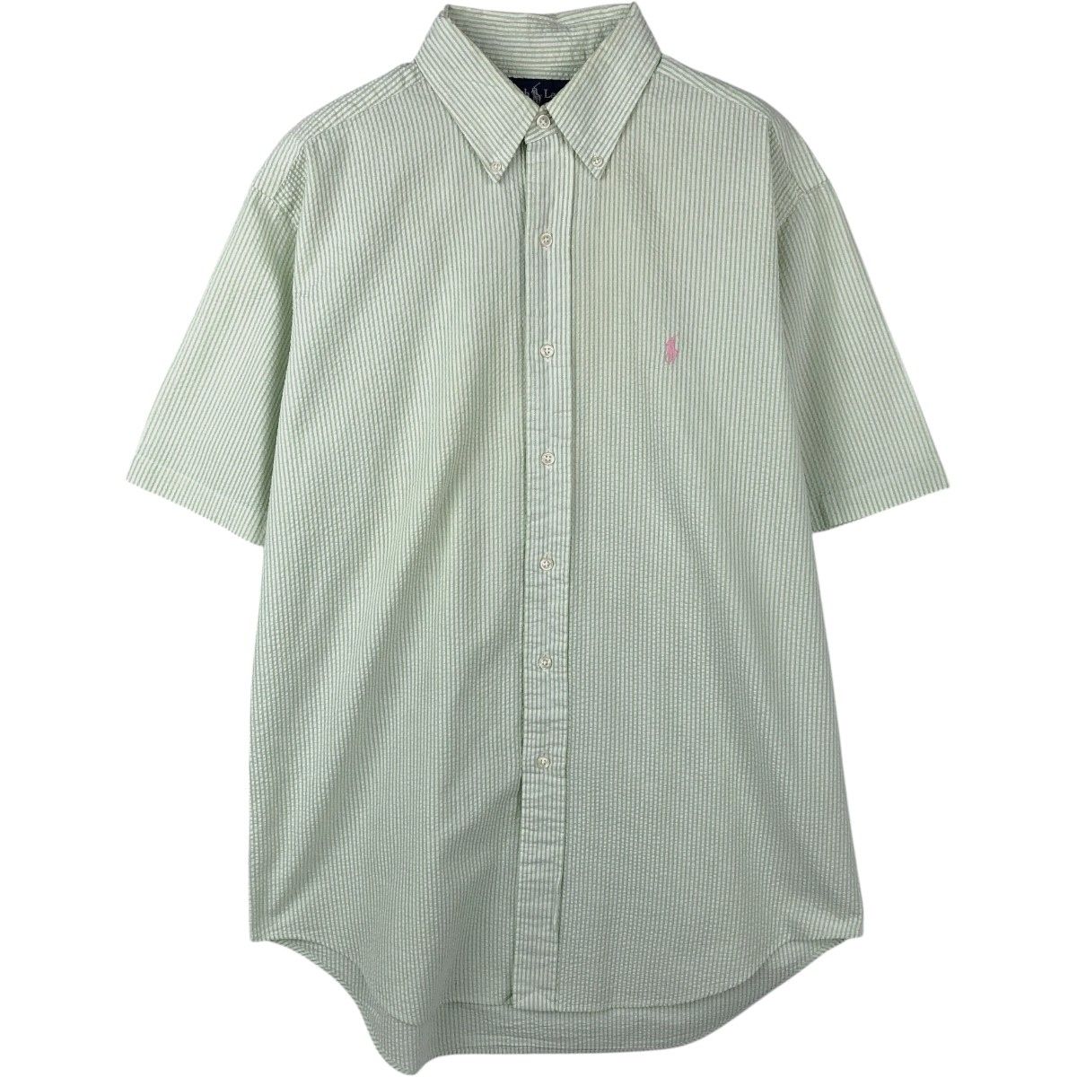 古着 ラルフローレン Ralph Lauren CLASSIC FIT シアサッカー 半袖 ボタンダウン ストライプシャツ メンズM相当/eaa665065