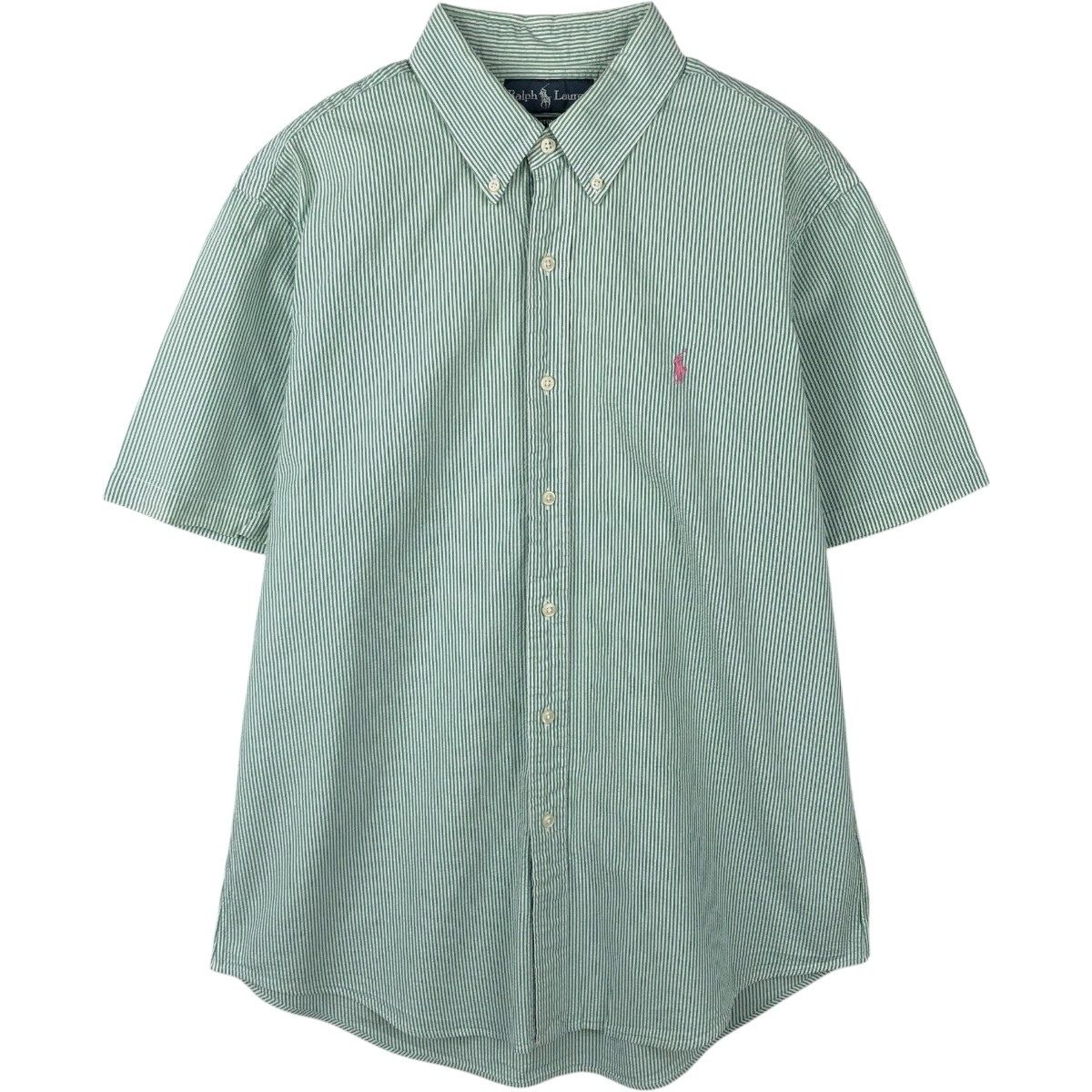古着 ラルフローレン Ralph Lauren CUSTOM FIT シアサッカー 半袖 ボタンダウン ストライプシャツ メンズL相当/eaa665060 6,717円
