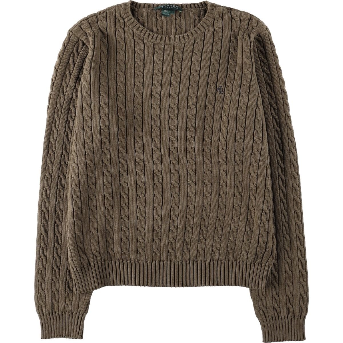 古着 ラルフローレン Ralph Lauren LAUREN ローレン ケーブル編み コットンニットセーター レディースL相当/eaa655569