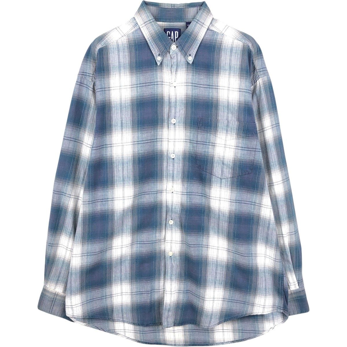 古着 90年代 ギャップ GAP オールドギャップ オンブレチェック 長袖 ボタンダウンチェックシャツ メンズL相当 ヴィンテージ/eaa659984