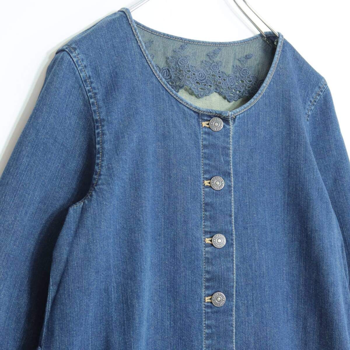 ピンクハウス☆デニムロングワンピース オシャレなコート風デザイン 