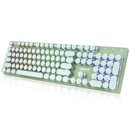 msRedragon K710 無線 タイプライター風 メカニカルキーボード 青軸 テンキー付き 2.4G/Bluetooth/USB有線 技適認証取得 | レトロな丸型キーキャップ メタルパネル RGBバックライト Nキーロールオーバー プログラマブル ゲー 9,782円