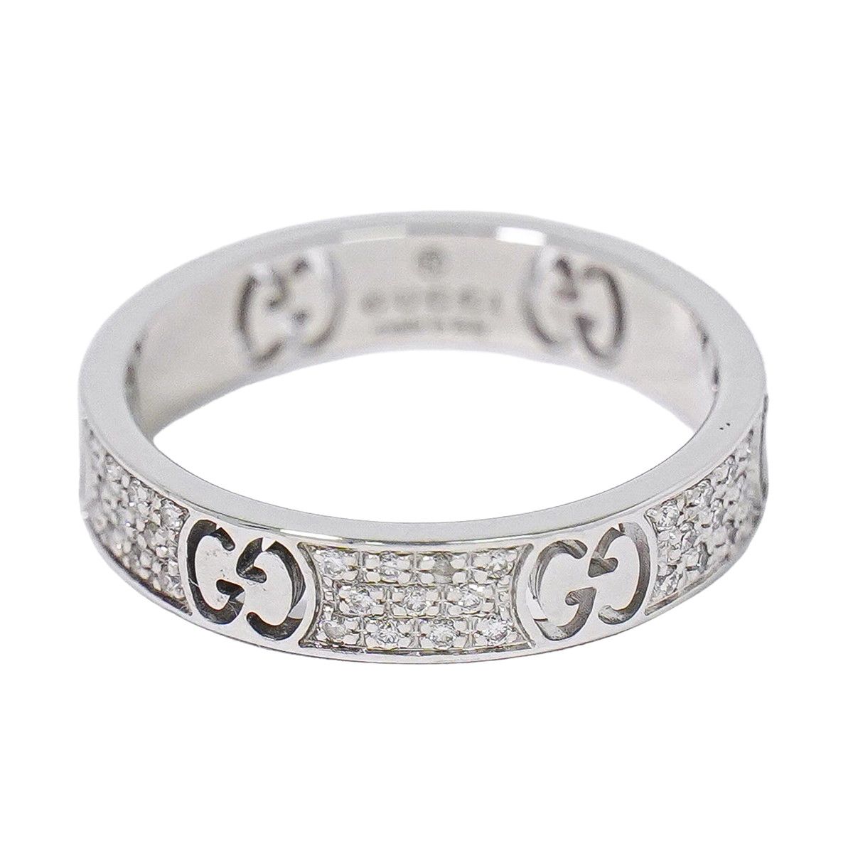 本物 グッチ GUCCI アイコン スターダスト ダイヤモンド 750 WG リング 指輪 14 13号 ホワイトゴールド Icon アクセサリー ジュエリー 中古・