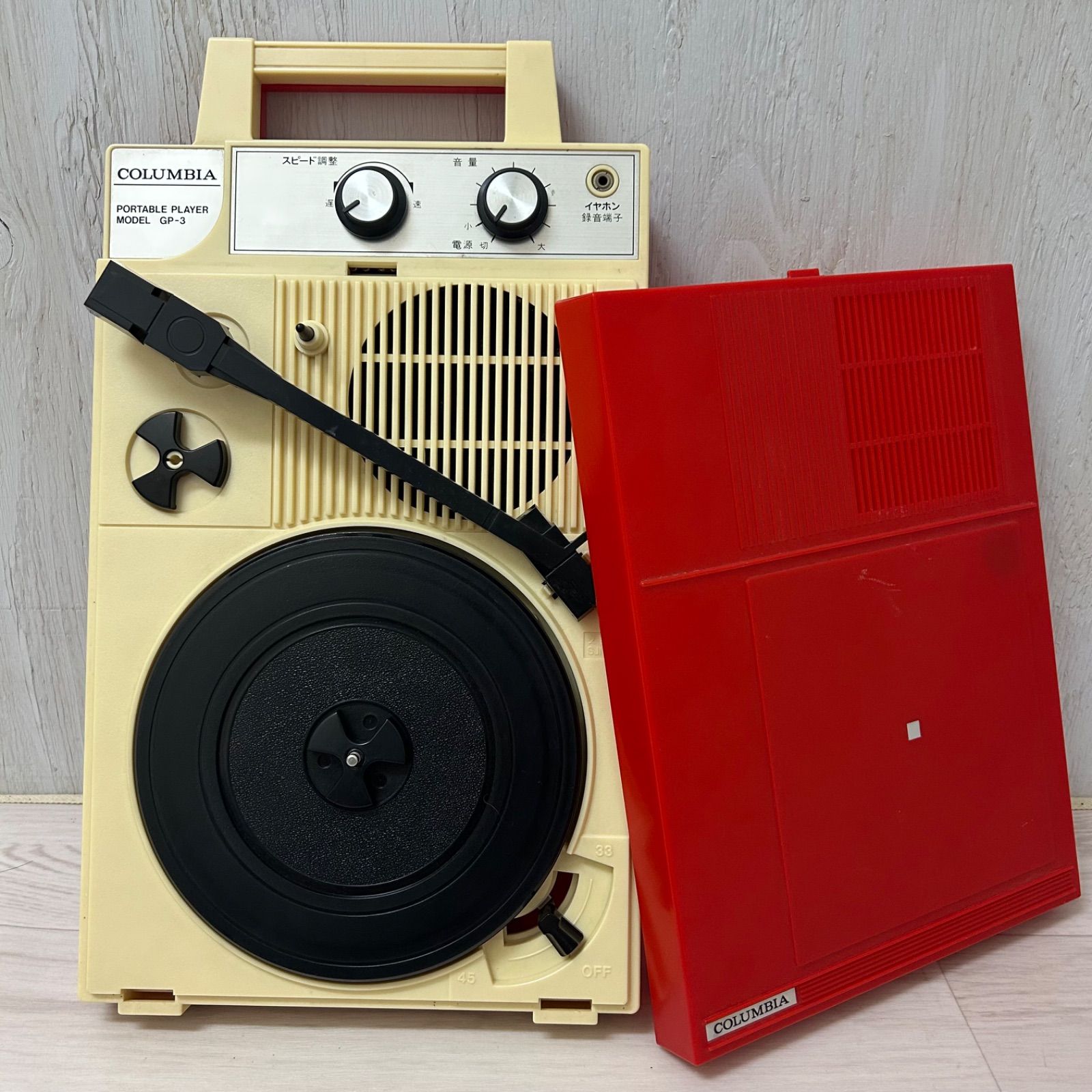 COLUMBIA ポータブルレコードプレーヤー GP-3 レッド 再生確認済