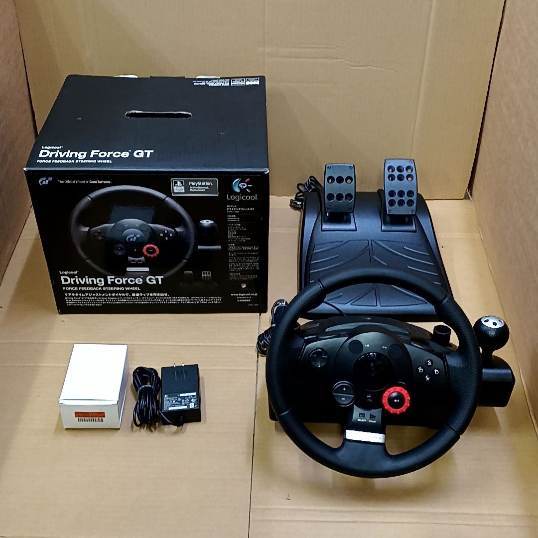 【中古動作品】Logicool Driving Force GT 外箱付き レーシングコントローラー ハンコン LPRC-14000 PS2 PS3