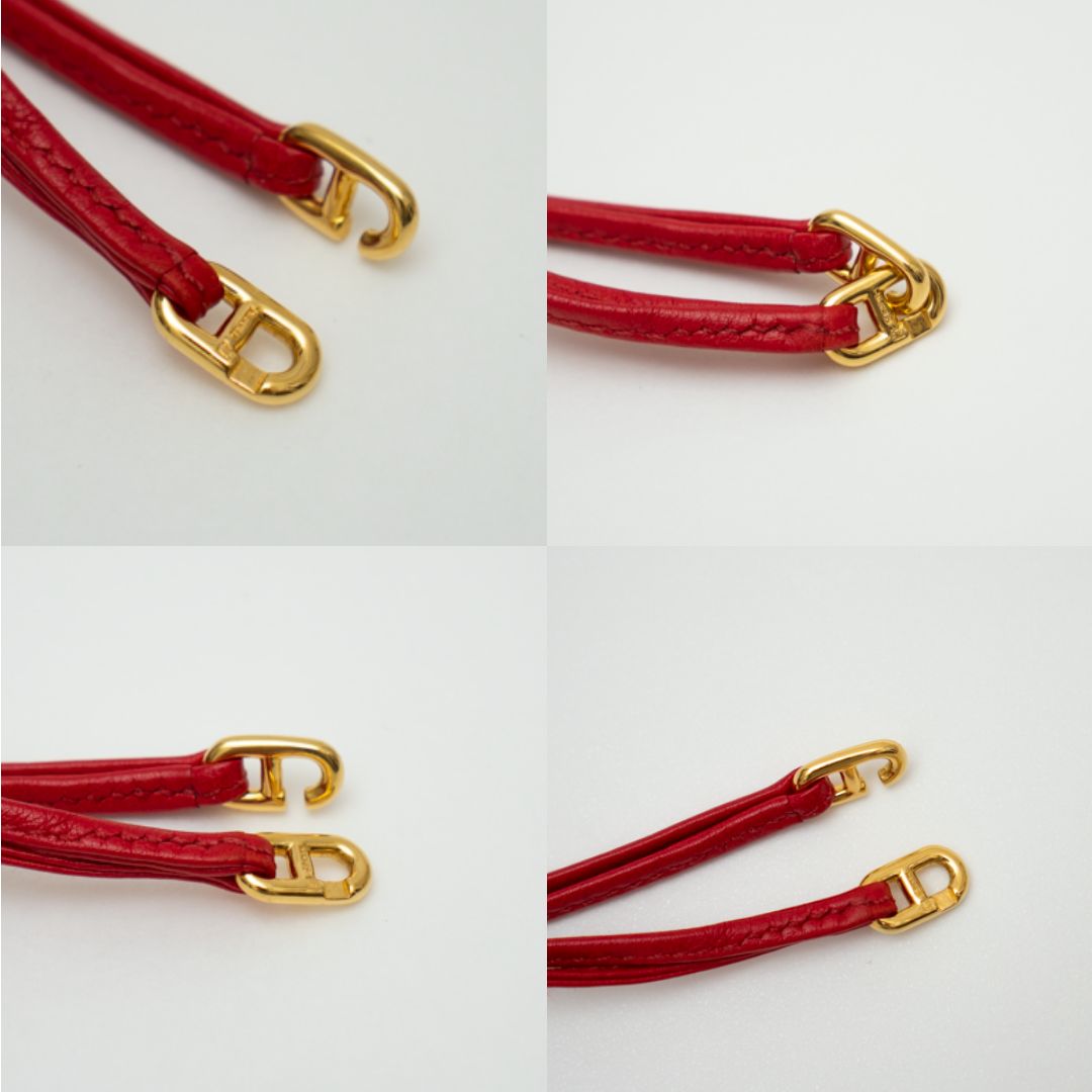 HERMES エルメス ヴェスパ ポーチ レッド 赤 レザー 巾着 ミニポーチ