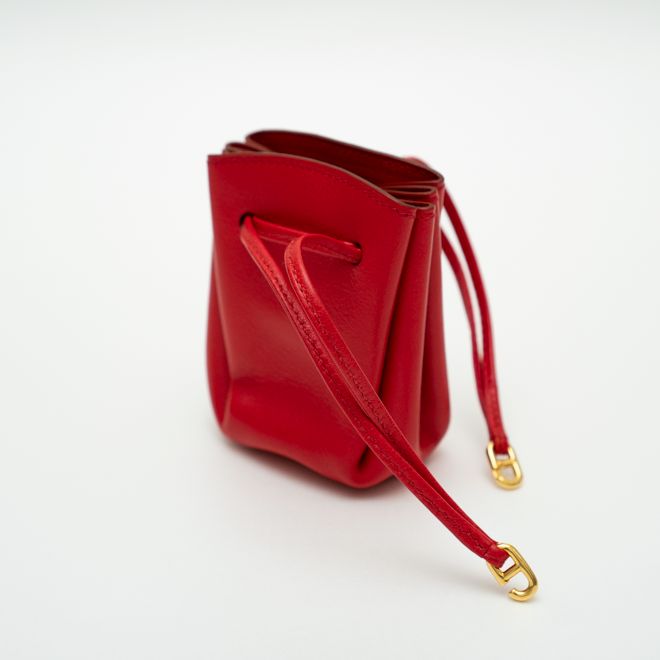HERMES エルメス ヴェスパ ポーチ レッド 赤 レザー 巾着 ミニポーチ