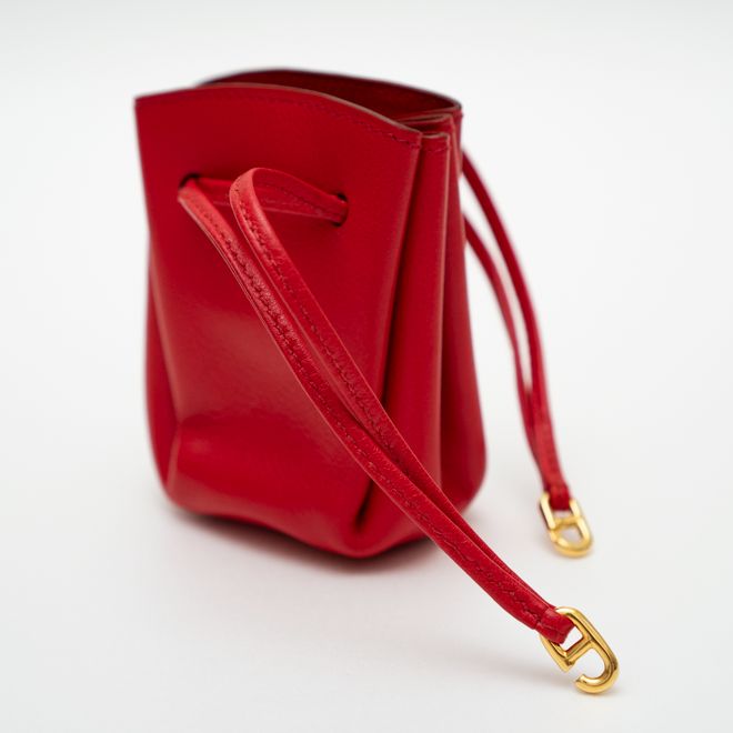 HERMES エルメス ヴェスパ ポーチ レッド 赤 レザー 巾着 ミニポーチ