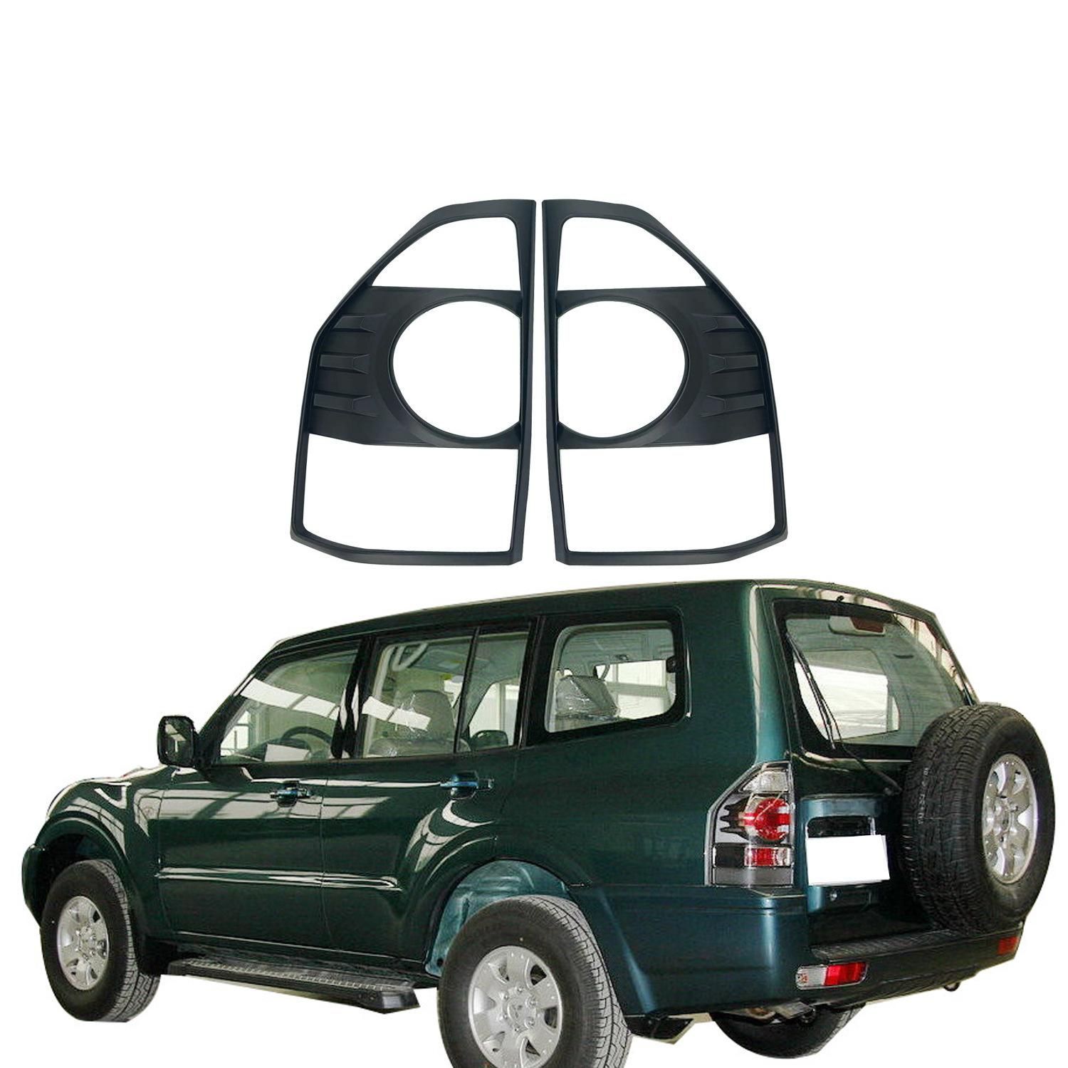 2001-2008年式 三菱 パジェロ V73対応 リアランプカバー テールライトフレーム ABS/ステンレス素材 艶シルバー/つや消しブラック 外装アクセントパーツ