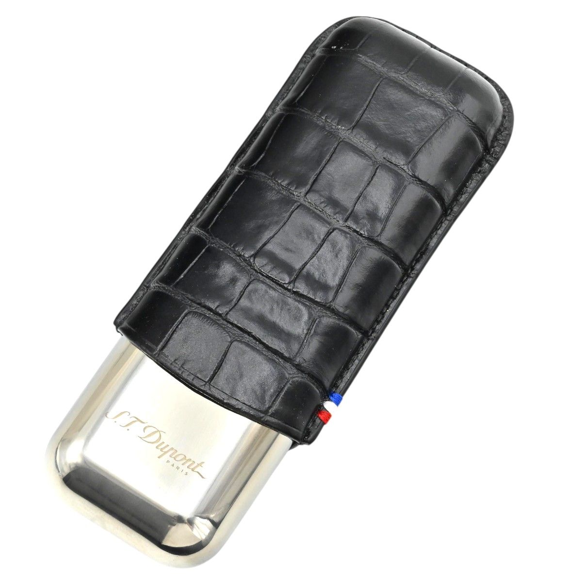 S.T.Dupont デュポン クロコ型押し/メタル ロゴ 葉巻ケース シガレットケース ブラック/シルバー K2607-k108 10,419円
