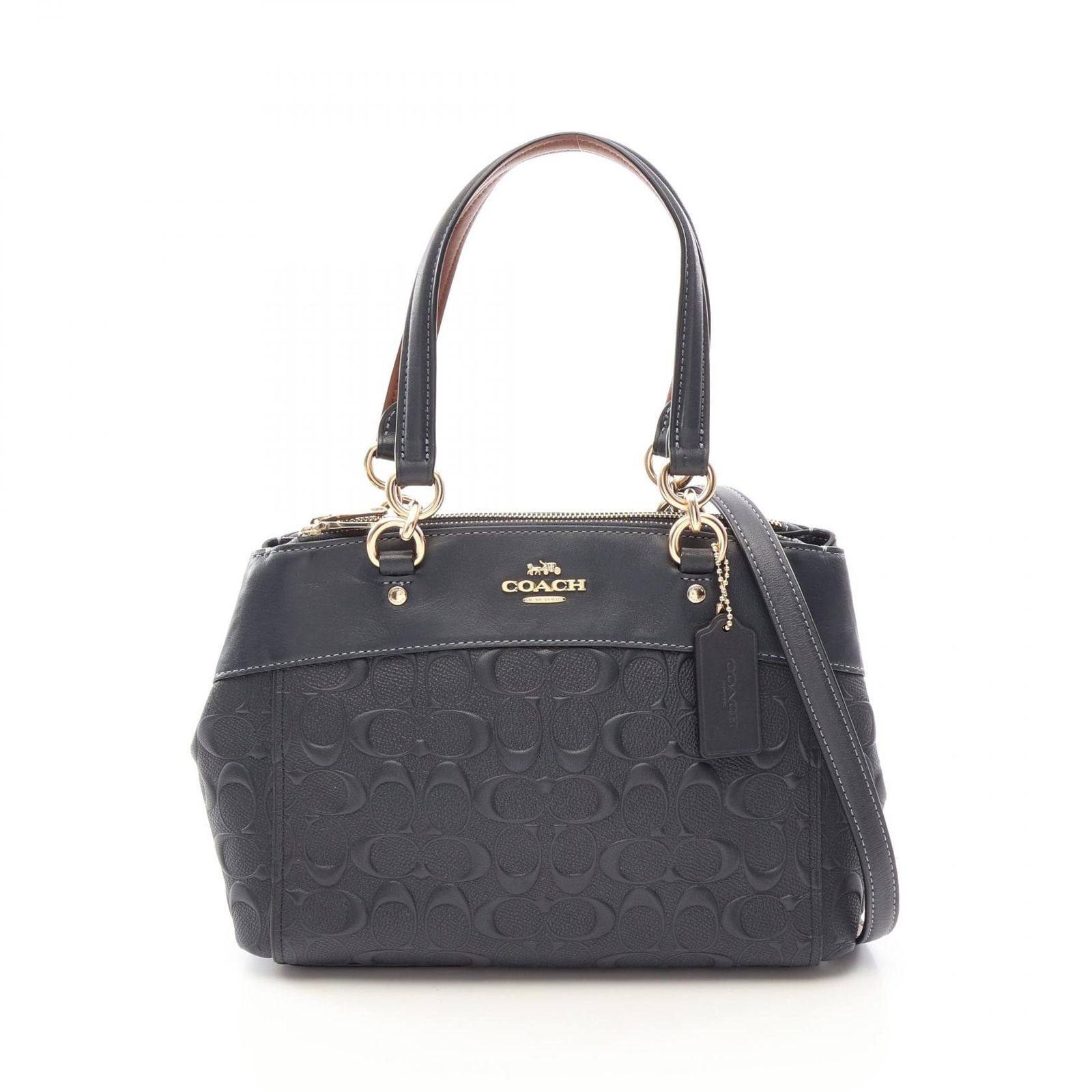 COACH コーチ ミニ ブルック キャリーオール シグネチャー エンボス 2WAY ハンドバッグ