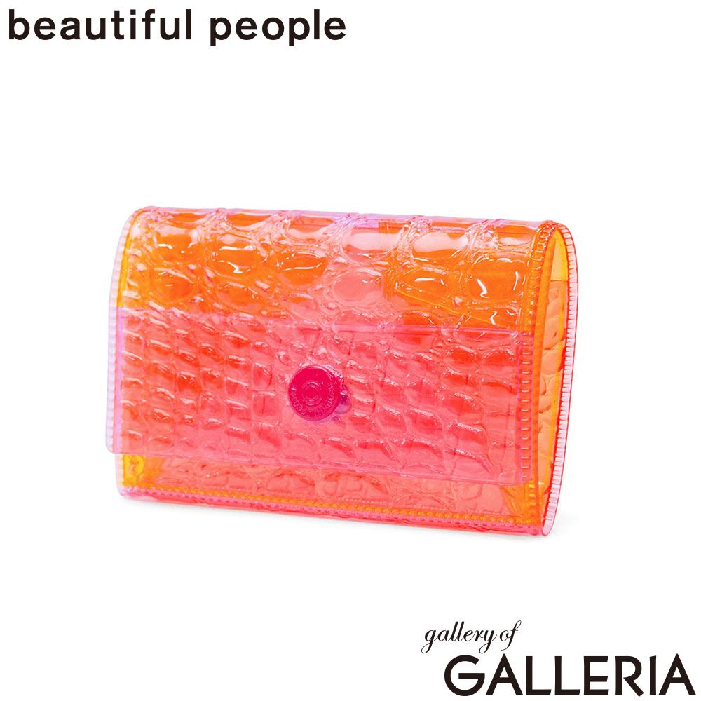 ビューティフルピープル コインケース かわいい 小銭入れ レディース beautiful people 小銭 財布 おしゃれ 小さめ 型押し クリア 透け感 PVC カード 日本製 nothing to hide 512000 pink×yel