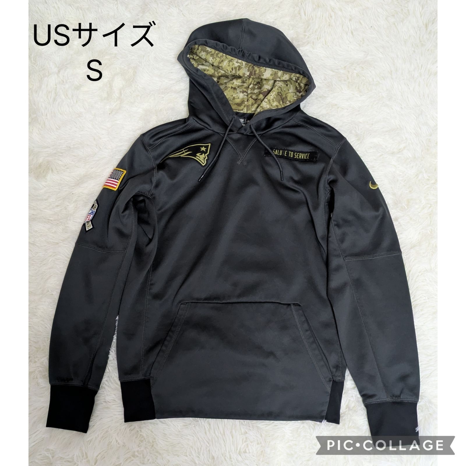 ​【希少】NIKE NFL ペイトリオッツ サルーテトゥサービス パーカー S 黒
