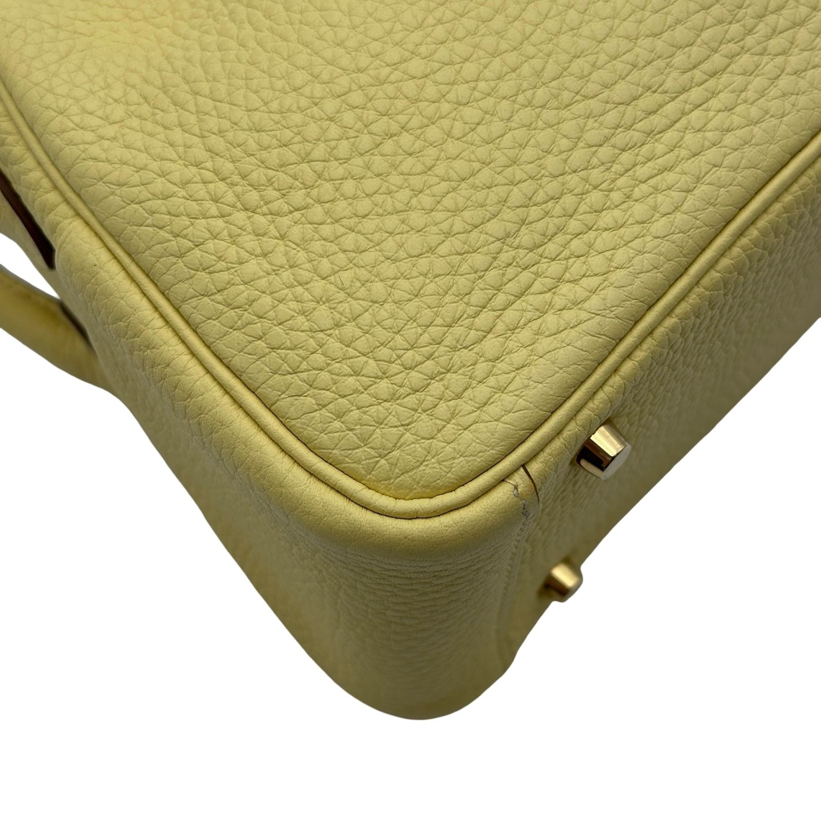 エルメス HERMES リンディミニ ヴェルソ Z刻印 ジョーヌプッサン ゴールド金具 ラムスキン レディース ショルダーバッグ