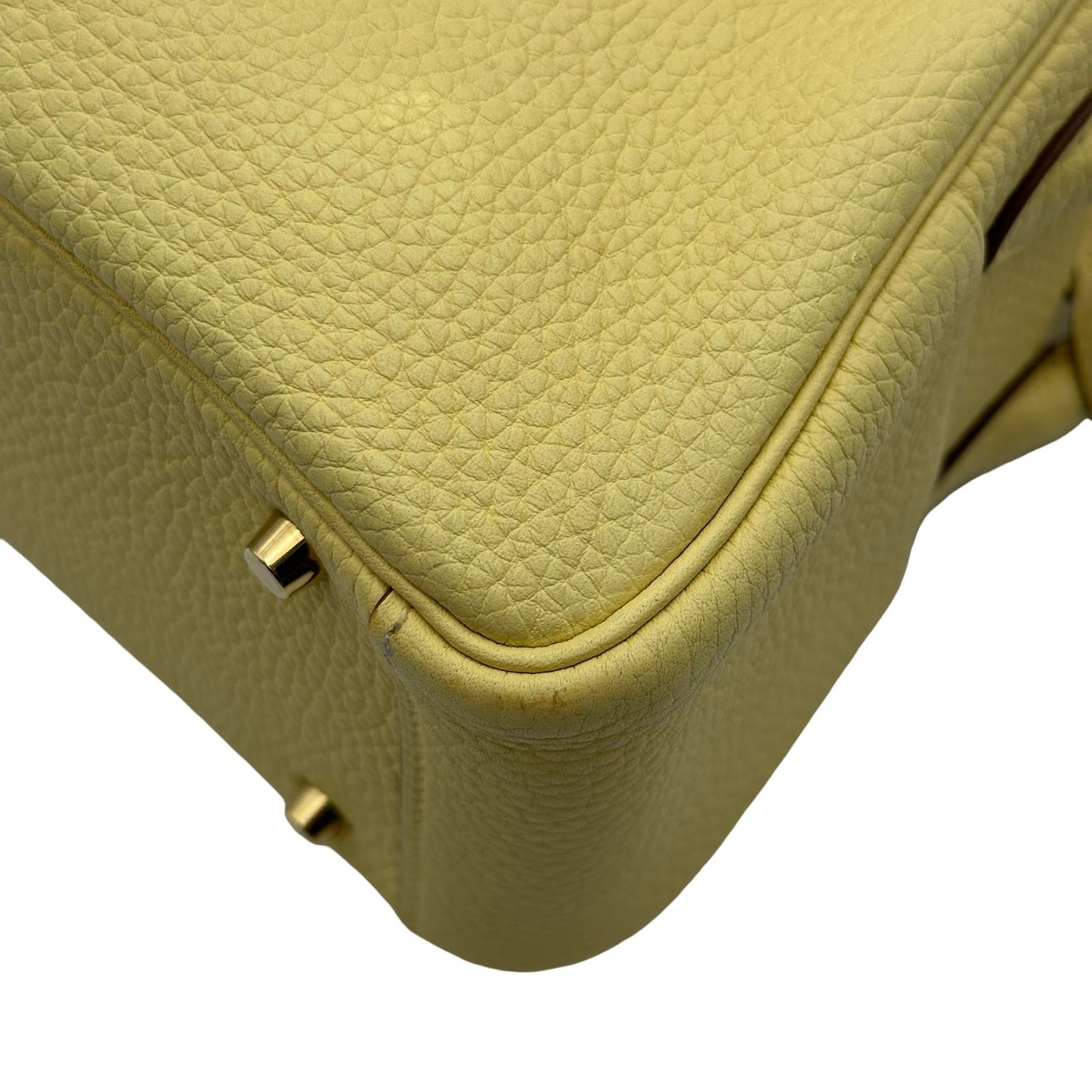 エルメス HERMES リンディミニ ヴェルソ Z刻印 ジョーヌプッサン ゴールド金具 ラムスキン レディース ショルダーバッグ