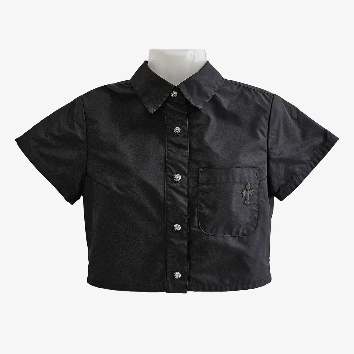 S CHROME HEARTS クロムハーツ ナイロン クロップド シャツ ブラック DMETN910