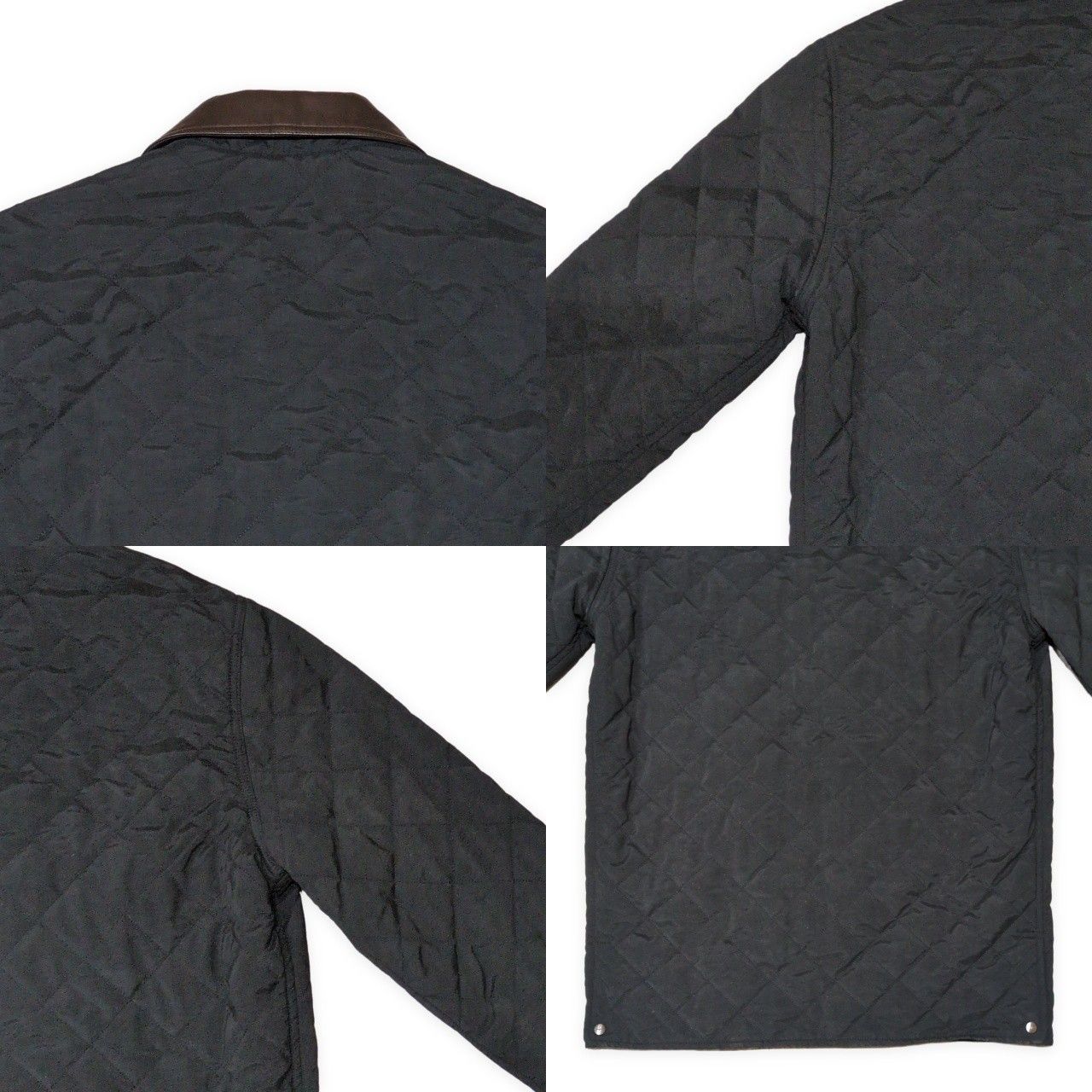 Salvatore Ferragamo 90-00's 襟レザー切替 キルティングジップジャケット JKT アウター メンズ 48 ブラック Salvatore Ferragamo 90-00's 襟レザー切替 キルティングジップ