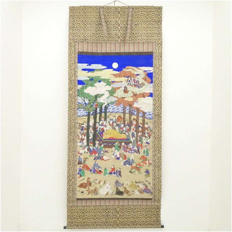 1800年作　涅槃像一幅　肉筆紙本掛軸（共箱） 掛け軸 床の間 書 おしゃれ 絵画 表具 芸術 茶道 年中掛け インテリア 茶掛 掛物 和室