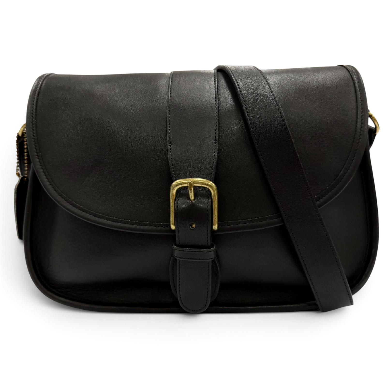 美品☆COACH コーチ ヴィンテージ 9145 オールドコーチ グローブレザー ショルダーバッグ ブラック レディース