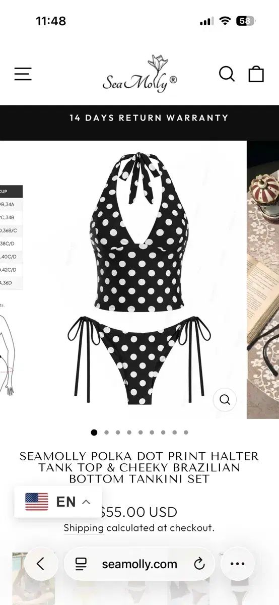 Seamolly (シーモリー) Polka Dot Print Halter Tankini ビキニ セット 出品