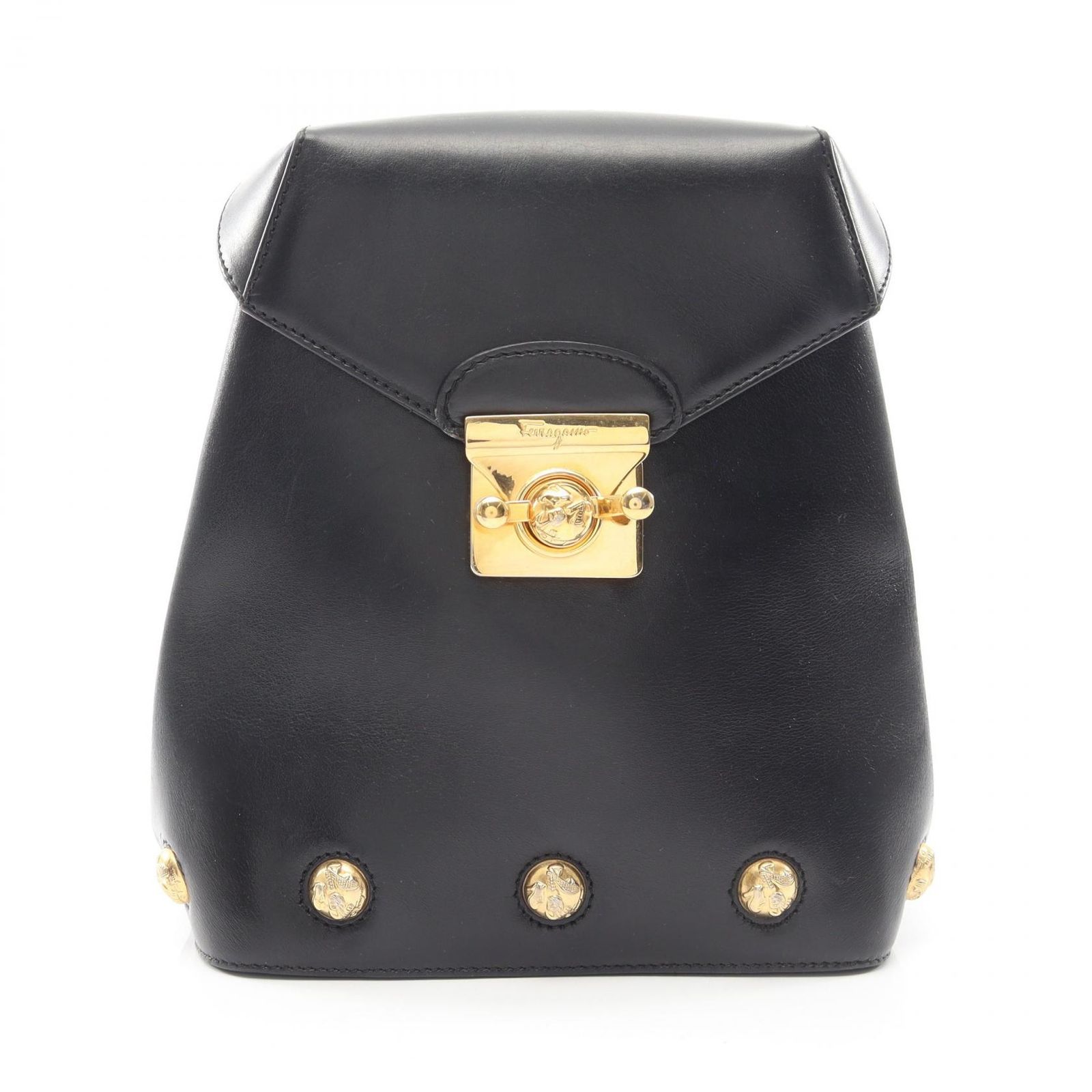 サルヴァトーレフェラガモ Salvatore Ferragamo リュックサック バックパック ヒールモチーフ 21 5207 ブラック レザー バックパック レディース Used A
