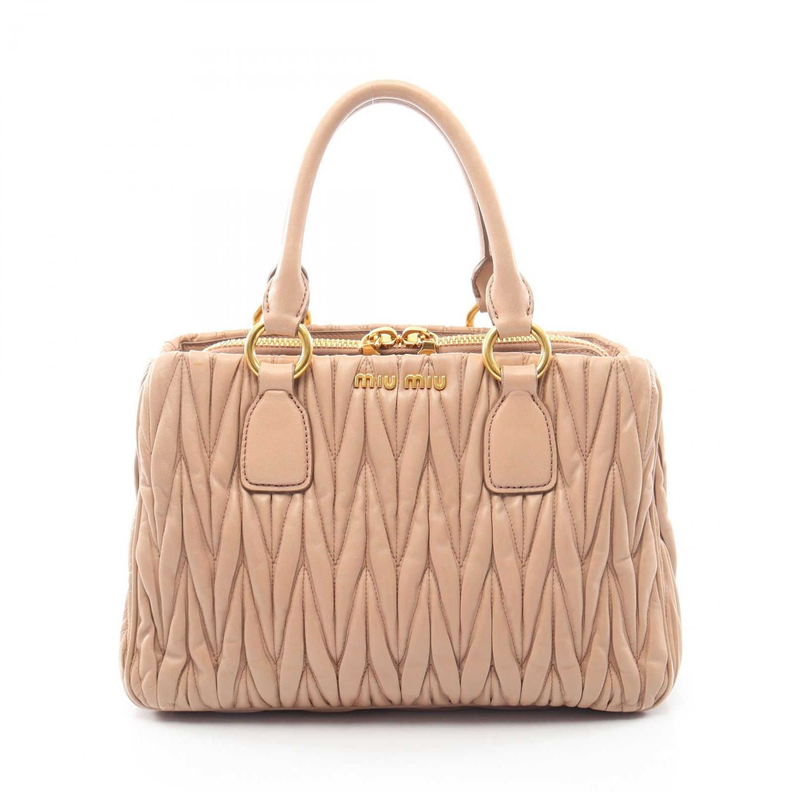 ミュウ ミュウ Miu Miu ハンドバッグ MATELASSE' マテラッセ RN0961 ピンクベージュ レザー ハンドバッグ レディース Used B