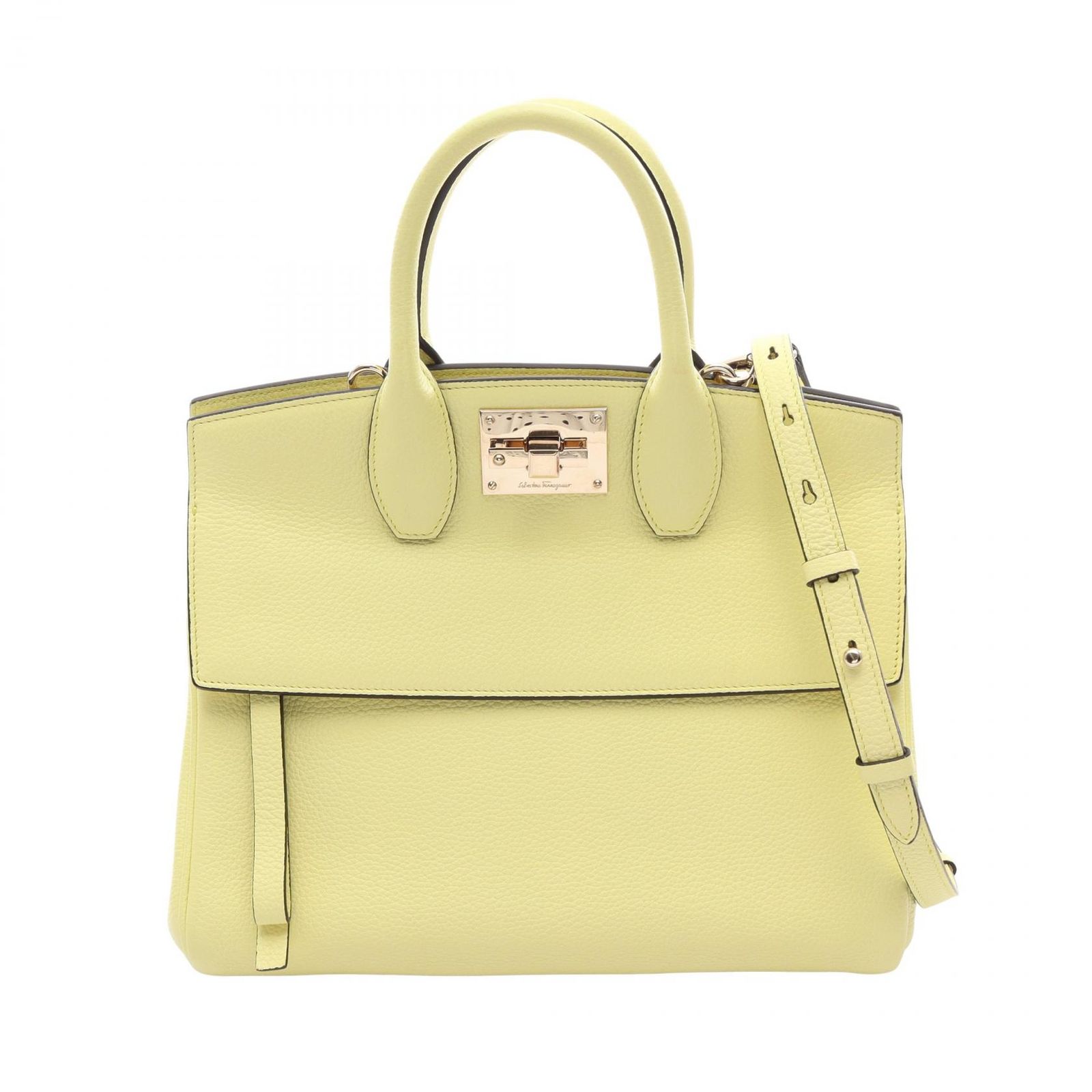 サルヴァトーレフェラガモ Salvatore Ferragamo ハンドバッグ The Studio 2WAY イエロー レザー 2wayショルダー レディース Used B