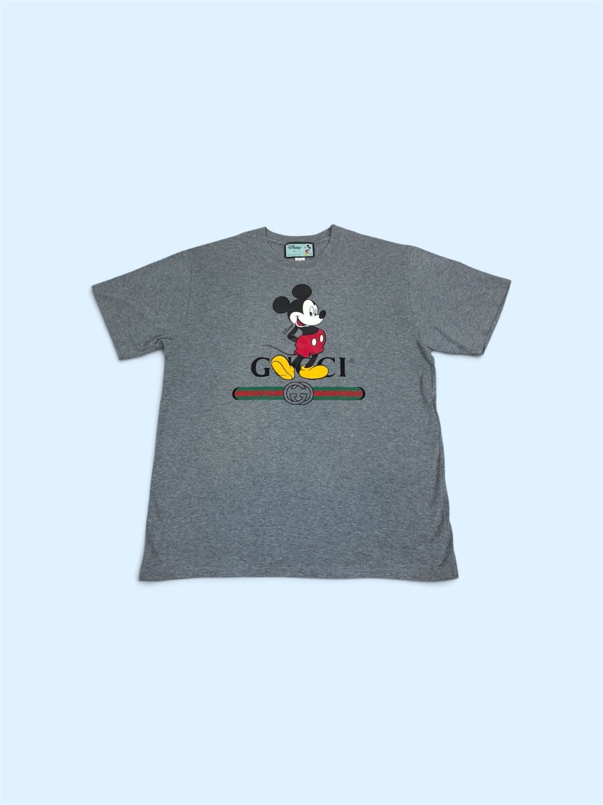 美品 Disney ミッキーマウス GUCCI グッチ コラボTシャツ グレー 半袖 Lサイズ