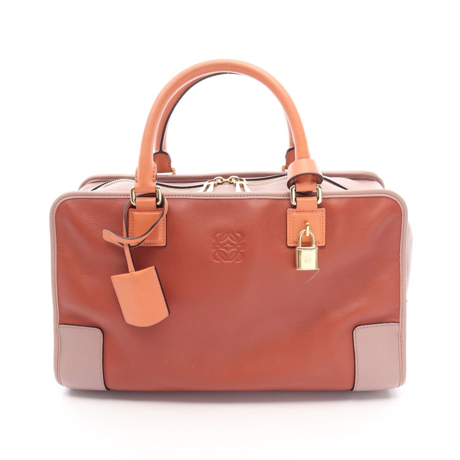 ロエベ LOEWE ハンドバッグ アマソナ36 テラコッタ/ピンクベージュ レザー アマソナ 36 レディース Used B
