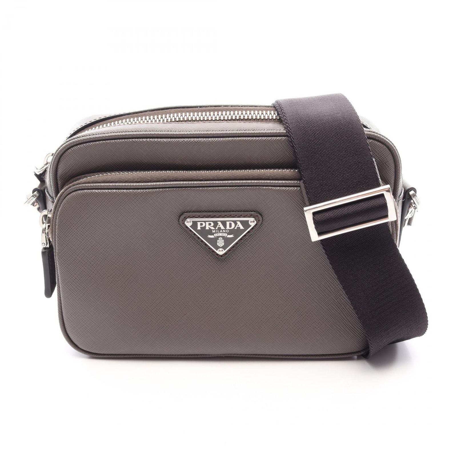 プラダ PRADA ショルダーバッグ 2VH170 ダークグレー サフィアーノレザー トライアングルロゴ ショルダーバック メンズ Used A 110,900円