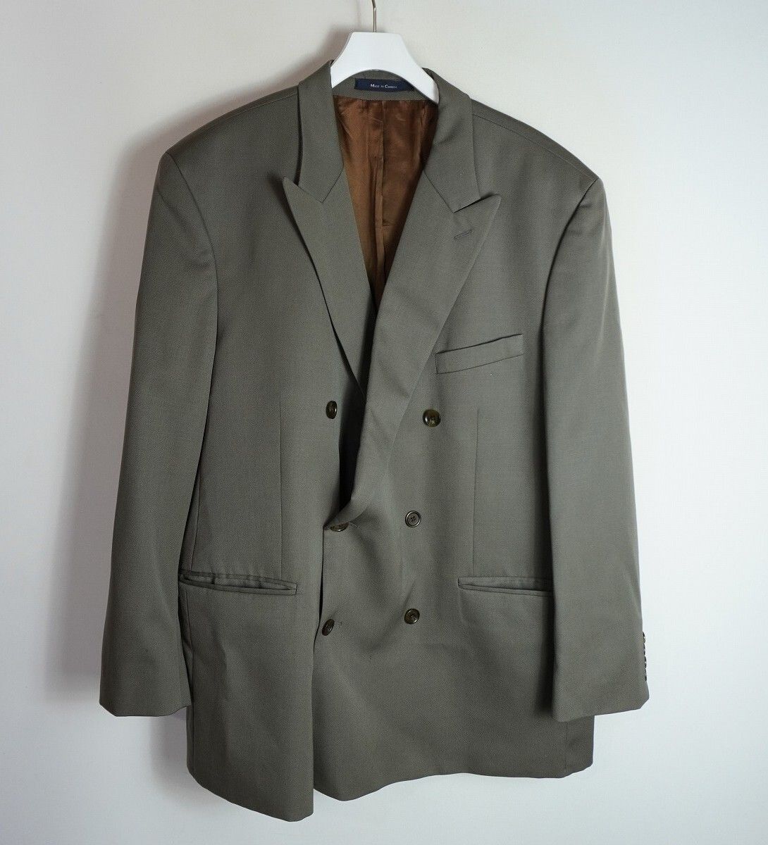 RALPH LAUREN ラルフローレン ダブル テーラード ジャケット スーツ 総裏地 l004695b 90s ビンテージ 灰 グレー サイズ 46R 2126Q★2