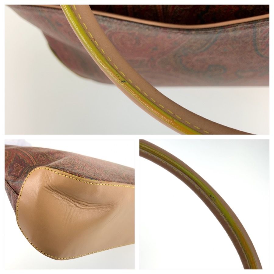 美品 ETRO エトロ ペイズリー柄 ブラウン ゴールド金具 PVC 1457-9906